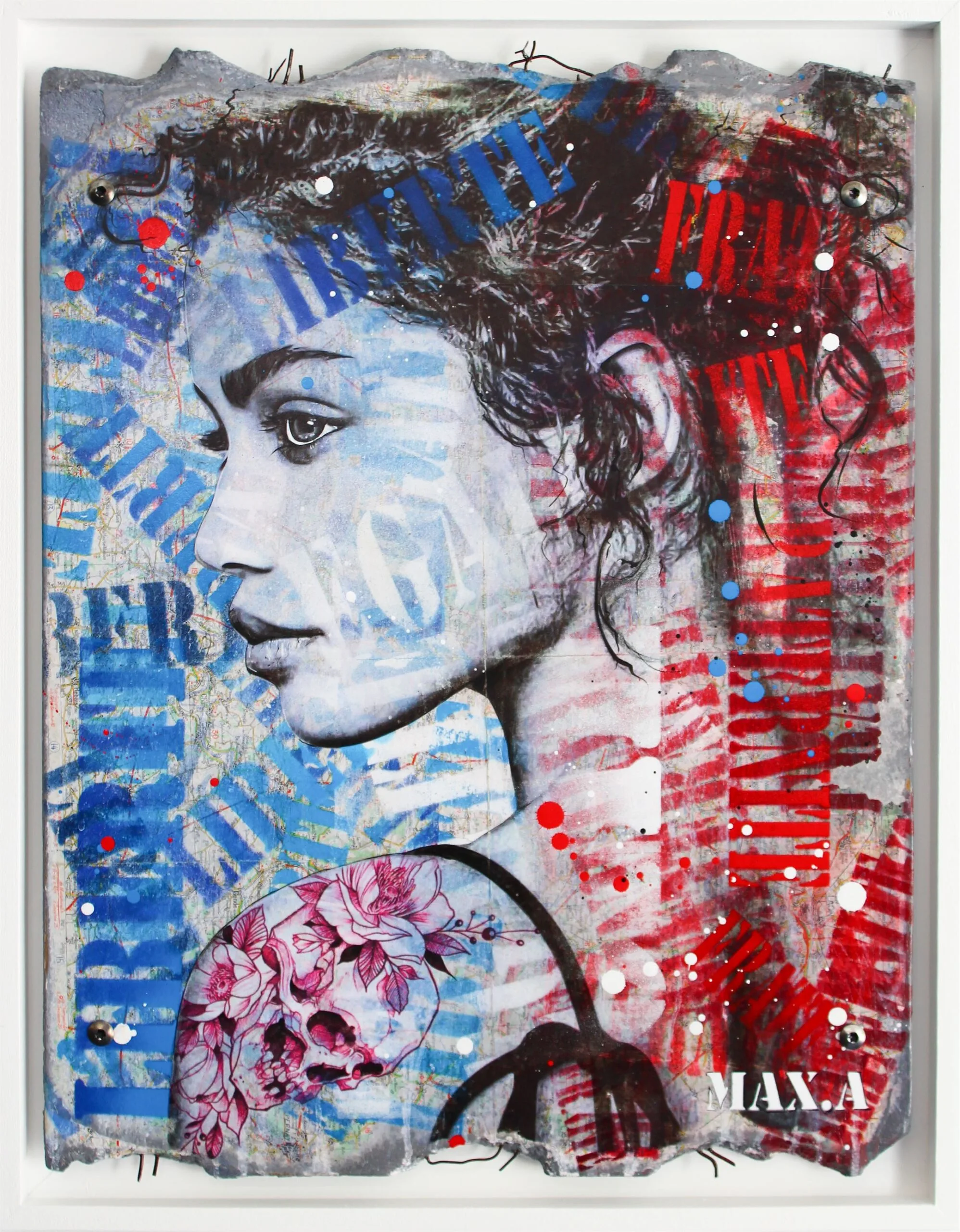 IMG_0183_edited Peinture mixte visage féminin, bleu rouge, style urbain.