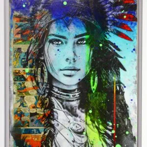 Portrait de femme indigène avec art de bande dessinée.